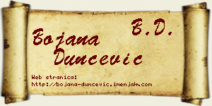 Bojana Dunčević vizit kartica